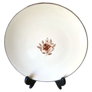 Flintridge Marlys Coupe Salad Plate Brown Pink Rose Platinum Trim RARE